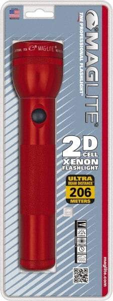 Mag-Lite - Krypton Bulb, 27 Lumens, Industrial/Tactical Flashlight - Red Aluminum Body, 2 D Batteries Not Included - Top Tool & Supply