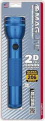 Mag-Lite - Krypton Bulb, 27 Lumens, Industrial/Tactical Flashlight - Blue Aluminum Body, 2 D Batteries Not Included - Top Tool & Supply