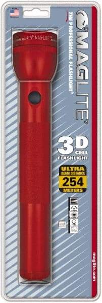 Mag-Lite - Krypton Bulb, 45 Lumens, Industrial/Tactical Flashlight - Red Aluminum Body, 3 D Batteries Not Included - Top Tool & Supply