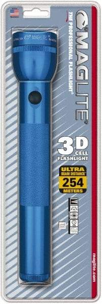 Mag-Lite - Krypton Bulb, 45 Lumens, Industrial/Tactical Flashlight - Blue Aluminum Body, 3 D Batteries Not Included - Top Tool & Supply