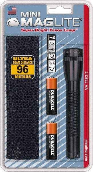 Mag-Lite - Krypton Bulb, 14 Lumens, Industrial/Tactical Flashlight - Black Aluminum Body, 2 AA Alkaline Batteries Included - Top Tool & Supply