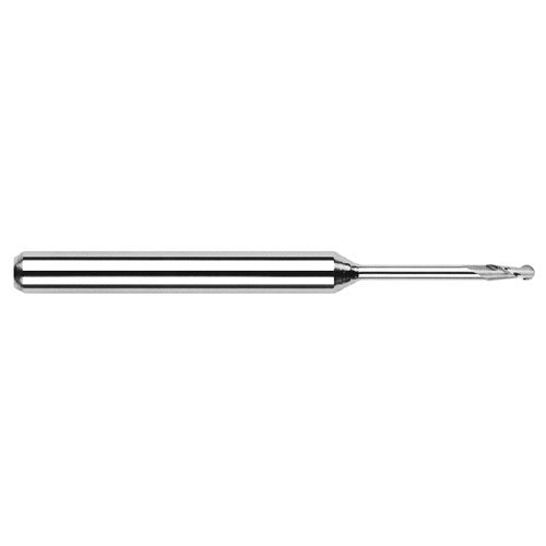 ‎3/16″ Dia. × 1/8″ Shank × 0.57″ DOC × 2-1/2″ OAL, Carbide Uncoated, Standard , 2 Flute, Ballnose End Mill - Exact Industrial Supply