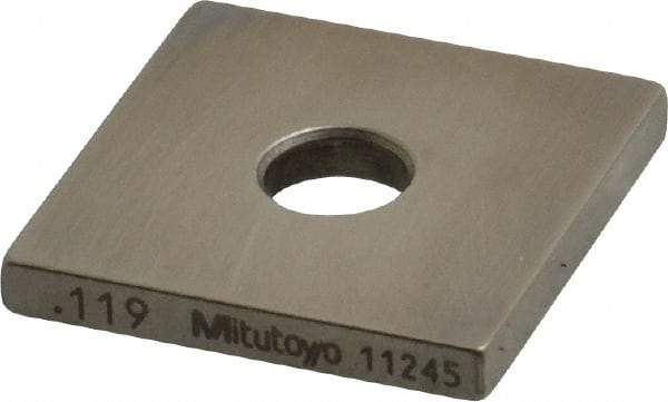 Mitutoyo - 0.119" Square Steel Gage Block - Accuracy Grade 0, Includes Certificate of Inspection - Top Tool & Supply