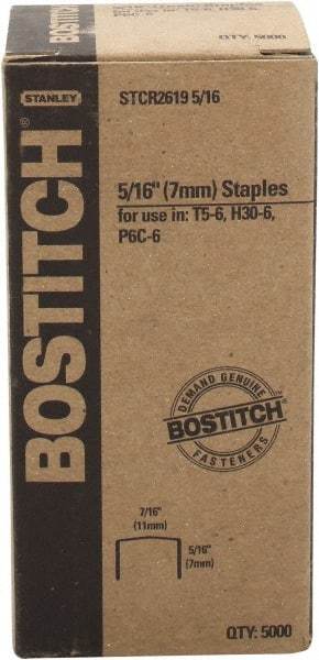 Stanley Bostitch - 1/4" Long x 7/16" Wide, 24 Gauge Crowned Construction Staple - Steel, Chisel Point - Top Tool & Supply