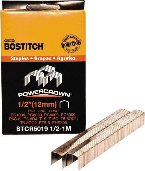 Stanley Bostitch - 1/2" Long x 7/16" Wide, 24 Gauge Crowned Construction Staple - Steel, Chisel Point - Top Tool & Supply