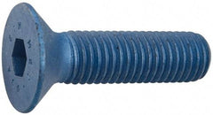 Metric Blue - M3x0.50 Metric Coarse Hex Socket Drive, 90° Flat Screw - Grade 10.9 Alloy Steel, Metric Blue Finish, Fully Threaded, 10mm OAL - Top Tool & Supply