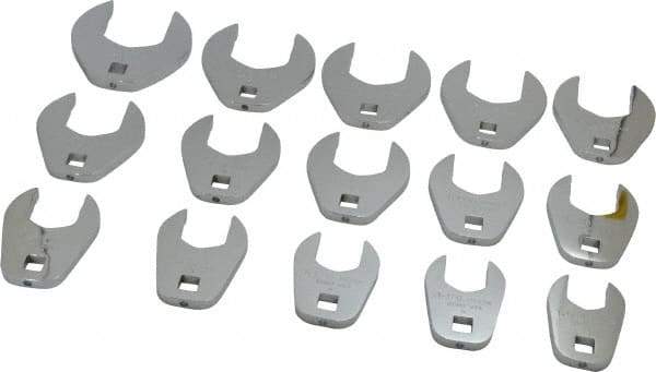 Proto - 15 Piece 1/2" Drive Open End Crowfoot Wrench Set - 1-1/16 to 2", with Clip Rail - Top Tool & Supply