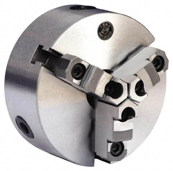 Gibraltar - 3 Jaws, 6" Diam, Self Centering Manual Lathe Chuck - D1-4 Mount Spindle, Reversible, 1.5748" Through Hole Diam, 0.0012" Axial Runout, 0.0012" Radial Runout, Cast Iron - Top Tool & Supply