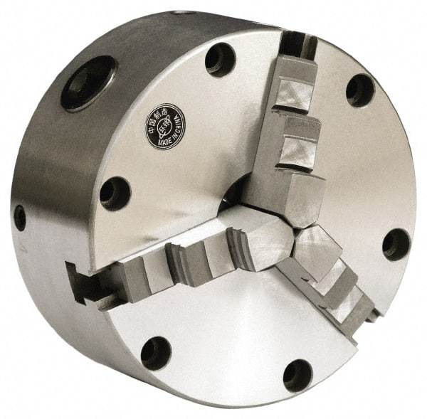 Gibraltar - 3 Jaws, 5" Diam, Self Centering Manual Lathe Chuck - Front Mount, Reversible, 3,000 Max RPM, 1.1811" Through Hole Diam, Cast Iron - Top Tool & Supply