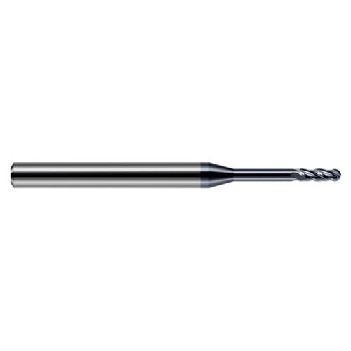 ‎0.085″ Dia. × 1/8″ Shank × 0.255″ DOC × 1-1/2″ OAL, Carbide AlTiN, Standard , 4 Flute, Ballnose End Mill - Exact Industrial Supply