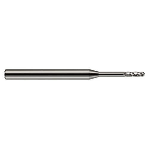 ‎0.04″ Dia. × 1/8″ Shank × 0.12″ DOC × 1-1/2″ OAL, Carbide Uncoated, Standard , 4 Flute, Ballnose End Mill - Exact Industrial Supply