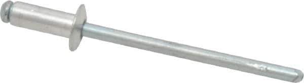 RivetKing - Size 43 Dome Head Aluminum Open End Blind Rivet - Steel Mandrel, 0.126" to 0.187" Grip, 1/4" Head Diam, 0.129" to 0.133" Hole Diam, 0.337" Length Under Head, 1/8" Body Diam - Top Tool & Supply