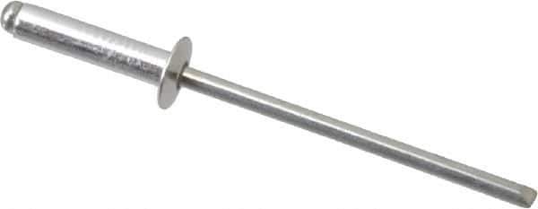 RivetKing - Size 46 Dome Head Aluminum Open End Blind Rivet - Steel Mandrel, 0.313" to 3/8" Grip, 1/4" Head Diam, 0.129" to 0.133" Hole Diam, 0.525" Length Under Head, 1/8" Body Diam - Top Tool & Supply