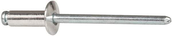 RivetKing - Size 54 Dome Head Aluminum Open End Blind Rivet - Steel Mandrel, 0.188" to 1/4" Grip, 0.312" Head Diam, 0.16" to 0.164" Hole Diam, 0.425" Length Under Head, 5/32" Body Diam - Top Tool & Supply