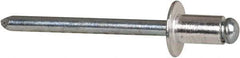 RivetKing - Size 62 Dome Head Aluminum Open End Blind Rivet - Steel Mandrel, 0.02" to 1/8" Grip, 3/8" Head Diam, 0.192" to 0.196" Hole Diam, 0.325" Length Under Head, 3/16" Body Diam - Top Tool & Supply