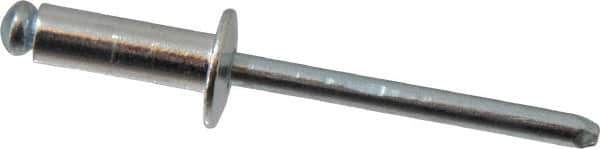 RivetKing - Size 66 Dome Head Aluminum Open End Blind Rivet - Steel Mandrel, 0.251" to 3/8" Grip, 3/8" Head Diam, 0.192" to 0.196" Hole Diam, 0.575" Length Under Head, 3/16" Body Diam - Top Tool & Supply