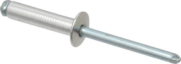 RivetKing - Size 610 Dome Head Aluminum Open End Blind Rivet - Steel Mandrel, 0.501" to 5/8" Grip, 3/8" Head Diam, 0.192" to 0.196" Hole Diam, 0.825" Length Under Head, 3/16" Body Diam - Top Tool & Supply