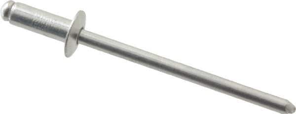 RivetKing - Size 43 Dome Head Aluminum Open End Blind Rivet - Aluminum Mandrel, 0.126" to 0.187" Grip, 1/4" Head Diam, 0.129" to 0.133" Hole Diam, 0.337" Length Under Head, 1/8" Body Diam - Top Tool & Supply