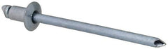 RivetKing - Size 41 Dome Head Steel Open End Blind Rivet - Steel Mandrel, 0.02" to 0.062" Grip, 1/4" Head Diam, 0.129" to 0.133" Hole Diam, 0.212" Length Under Head, 1/8" Body Diam - Top Tool & Supply