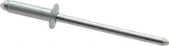 RivetKing - Size 45 Dome Head Steel Open End Blind Rivet - Steel Mandrel, 0.251" to 0.312" Grip, 1/4" Head Diam, 0.129" to 0.133" Hole Diam, 0.462" Length Under Head, 1/8" Body Diam - Top Tool & Supply