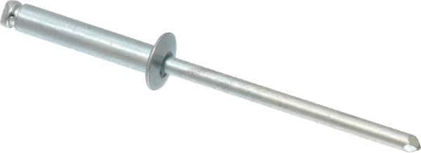 RivetKing - Size 48 Dome Head Steel Open End Blind Rivet - Steel Mandrel, 0.376" to 1/2" Grip, 1/4" Head Diam, 0.129" to 0.133" Hole Diam, 0.65" Length Under Head, 1/8" Body Diam - Top Tool & Supply