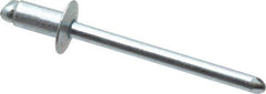 RivetKing - Size 52 Dome Head Steel Open End Blind Rivet - Steel Mandrel, 0.02" to 1/8" Grip, 0.312" Head Diam, 0.16" to 0.164" Hole Diam, 0.3" Length Under Head, 5/32" Body Diam - Top Tool & Supply