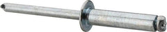 RivetKing - Size 610 Dome Head Steel Open End Blind Rivet - Steel Mandrel, 0.501" to 5/8" Grip, 3/8" Head Diam, 0.192" to 0.196" Hole Diam, 0.825" Length Under Head, 3/16" Body Diam - Top Tool & Supply