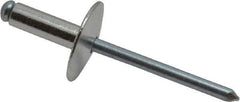 RivetKing - Size 66 Large Flange Dome Head Aluminum Open End Blind Rivet - Steel Mandrel, 0.251" to 3/8" Grip, 5/8" Head Diam, 0.192" to 0.196" Hole Diam, 0.575" Length Under Head, 3/16" Body Diam - Top Tool & Supply