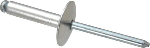 RivetKing - Size 610 Large Flange Dome Head Aluminum Open End Blind Rivet - Steel Mandrel, 0.501" to 5/8" Grip, 5/8" Head Diam, 0.192" to 0.196" Hole Diam, 0.825" Length Under Head, 3/16" Body Diam - Top Tool & Supply