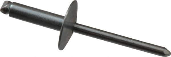 RivetKing - Size 68 Large Flange Dome Head Steel Open End Blind Rivet - Steel Mandrel, 0.376" to 1/2" Grip, 5/8" Head Diam, 0.192" to 0.196" Hole Diam, 0.7" Length Under Head, 3/16" Body Diam - Top Tool & Supply