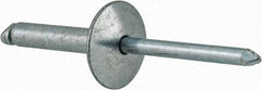 RivetKing - Size 612 Large Flange Dome Head Steel Open End Blind Rivet - Steel Mandrel, 0.626" to 3/4" Grip, 5/8" Head Diam, 0.192" to 0.196" Hole Diam, 0.95" Length Under Head, 3/16" Body Diam - Top Tool & Supply