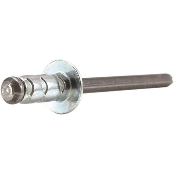 STANLEY Engineered Fastening - Size 4 Dome Head Aluminum Open End Blind Rivet - Steel Mandrel, 0.157" to 0.312" Grip, 1/8" Head Diam, 0.129" to 0.142" Hole Diam, 0.078" Body Diam - Top Tool & Supply