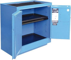 Securall Cabinets - 2 Door, 1 Shelf, Blue Steel Standard Safety Cabinet for Corrosive Chemicals - 36" High x 35" Wide x 22" Deep, Manual Closing Door, 3 Point Key Lock, 24 Gal Capacity - Top Tool & Supply