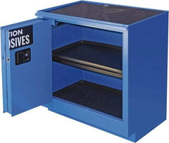 Securall Cabinets - 2 Door, 1 Shelf, Blue Steel Standard Safety Cabinet for Corrosive Chemicals - 36" High x 35" Wide x 22" Deep, Sliding Door, 3 Point Key Lock, 24 Gal Capacity - Top Tool & Supply