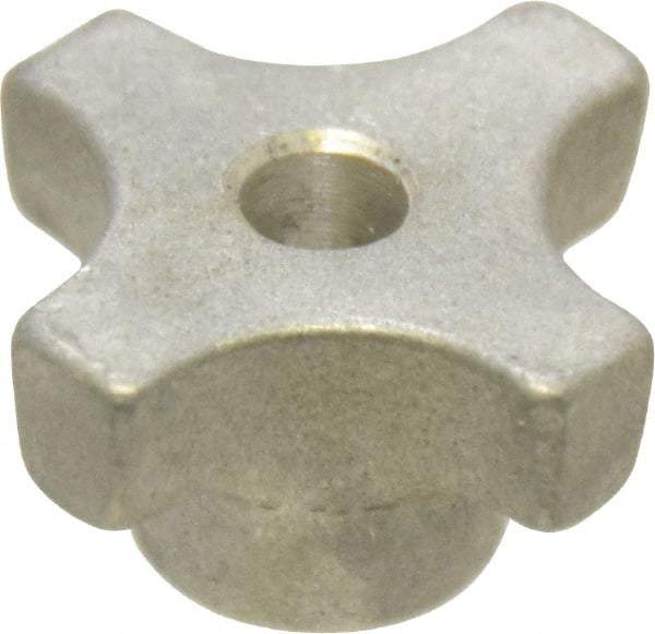 Made in USA - 1-1/8" Head Diam, 4 Point Lobed Knob - 1/4" Hole, Aluminum - Top Tool & Supply