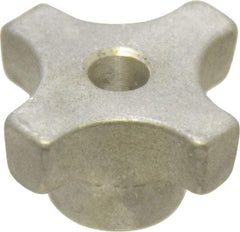 Made in USA - 1-1/8" Head Diam, 4 Point Lobed Knob - 1/4" Hole, Aluminum - Top Tool & Supply