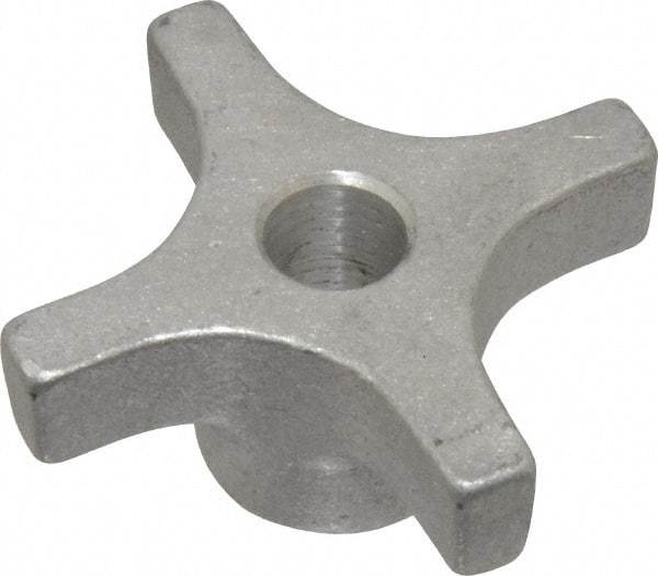 Made in USA - 2-1/2" Head Diam, 4 Point Lobed Knob - 1/2" Hole, Aluminum - Top Tool & Supply