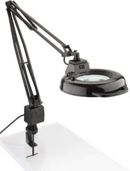 Electrix - 45 Inch, Spring Suspension, Clamp on, Fluorescent, Black, Magnifying Task Light - 22 Watt, 1.75x Magnification, 5 Inch Wide - Top Tool & Supply