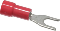 Made in USA - #6 Stud, 22 to 18 AWG Compatible, Fully Insulated, Crimp Connection, Standard Fork Terminal - Top Tool & Supply