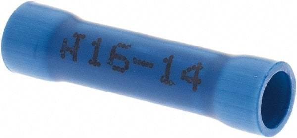 Made in USA - 16 to 14 AWG Compatible, Butt Splice Terminal - Blue - Top Tool & Supply