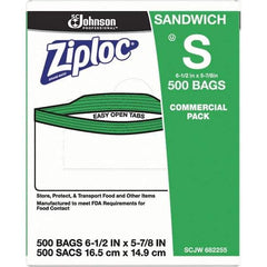 Ziploc - 500 Piece, 22 oz. Capacity, 6-1/2 Inch Long x 6 Inch Wide, Ziploc Sandwich Bag - 1.2 mil Thick, Rectangle Clear Plastic - Top Tool & Supply