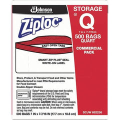 Ziploc - 500 Piece, 1 Quart Capacity, 8 Inch Long x 7 Inch Wide, Ziploc Storage Bag - 1.75 mil Thick, Rectangle Clear Plastic - Top Tool & Supply