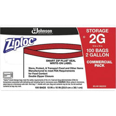 Ziploc - 100 Piece, 2 Gallon Capacity, 13 Inch Long x 15-1/2 Inch Wide, Ziploc Storage Bag - 1.75 mil Thick, Rectangle Clear Plastic - Top Tool & Supply