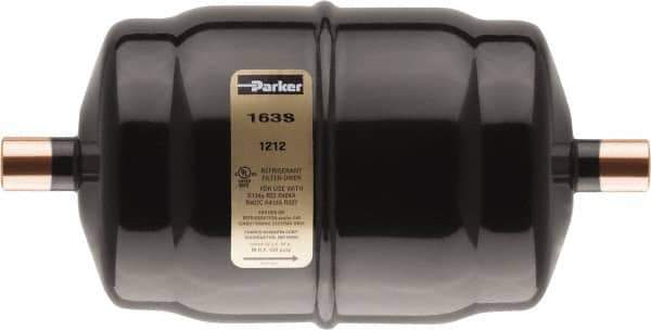 Parker - 1/2" Connection, 9" Long, Refrigeration Liquid Line Filter Dryer - 8" Cutout Length, 822/773 Drops Water Capacity - Top Tool & Supply