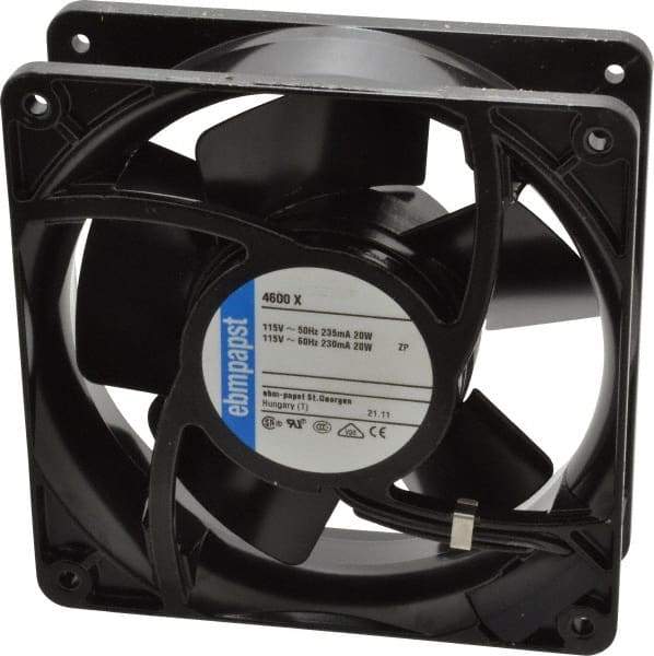 EBM Papst - 115 Volts, AC, 106 CFM, Square Tube Axial Fan - 0.16 Amp Rating, 119mm High x 119mm Wide x 1-1/2" Deep - Top Tool & Supply