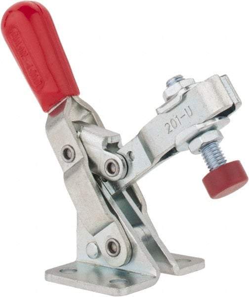 De-Sta-Co - 100 Lb Holding Capacity, Vertical Handle, Manual Hold Down Toggle Clamp - 55° Handle Movement, 100° Bar Opening, U-Bar, Flanged Base, Electro-Plated Zinc, Carbon Steel - Top Tool & Supply