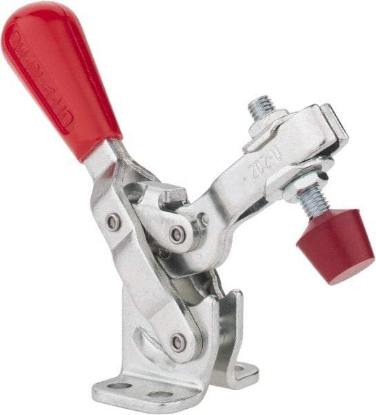 De-Sta-Co - 200 Lb Holding Capacity, Vertical Handle, Manual Hold Down Toggle Clamp - 65° Handle Movement, 105° Bar Opening, U-Bar, Flanged Base, Electro-Plated Zinc, Carbon Steel - Top Tool & Supply