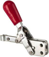 De-Sta-Co - 200 Lb Holding Capacity, Vertical Handle, Manual Hold Down Toggle Clamp - 65° Handle Movement, 105° Bar Opening, Solid Bar, Straight Base, Electro-Plated Zinc, Carbon Steel - Top Tool & Supply