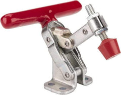 De-Sta-Co - 200 Lb Holding Capacity, Vertical Handle, Manual Hold Down Toggle Clamp - 65° Handle Movement, 105° Bar Opening, Solid Bar, Flanged Base, Electro-Plated Zinc, Carbon Steel - Top Tool & Supply