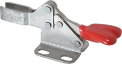 De-Sta-Co - 100 Lb Holding Capacity, Horizontal Handle, Manual Hold Down Toggle Clamp - 90° Handle Movement, 90° Bar Opening, U-Bar, Flanged Base, Electro-Plated Zinc, Stainless Steel - Top Tool & Supply